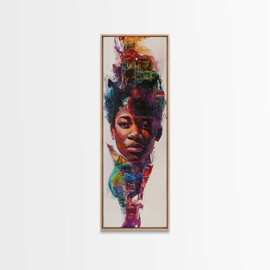 Vibrant African Portrait Framed Canvas Print Afrocentric Art Bold Colors Geometric Abstract Home Decor Living Room Wall Art