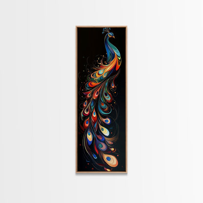 Whimsical Peacock Wall Art Canvas Print with Bold Modern Design and Boho Decor, Perfect Accent for Bedroom or Living Room Art