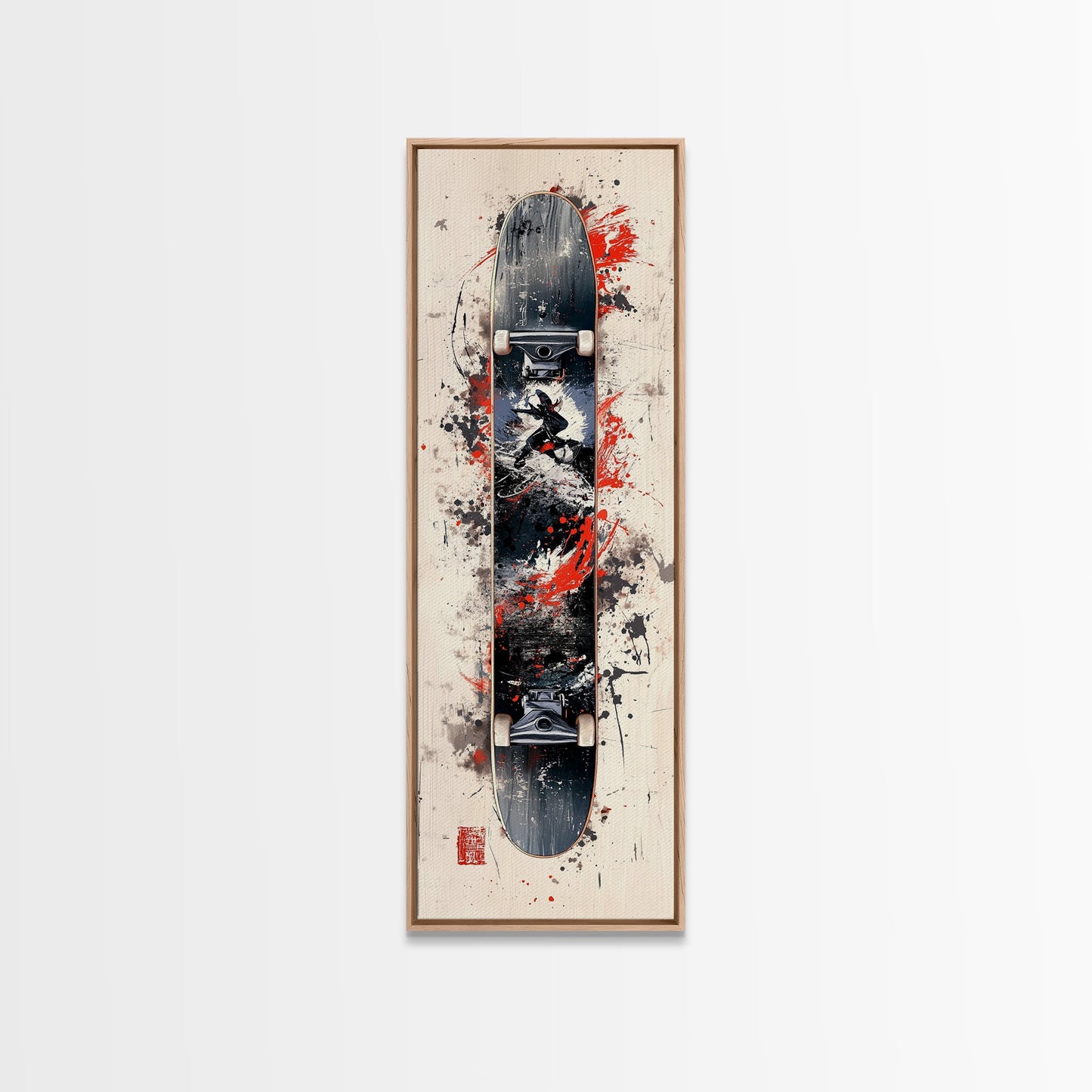 Graffiti Style Skateboard Canvas Print, Abstract Red and Black Wall Art, Urban Skateboard Art, Gift Idea for Living Room or Bedroom