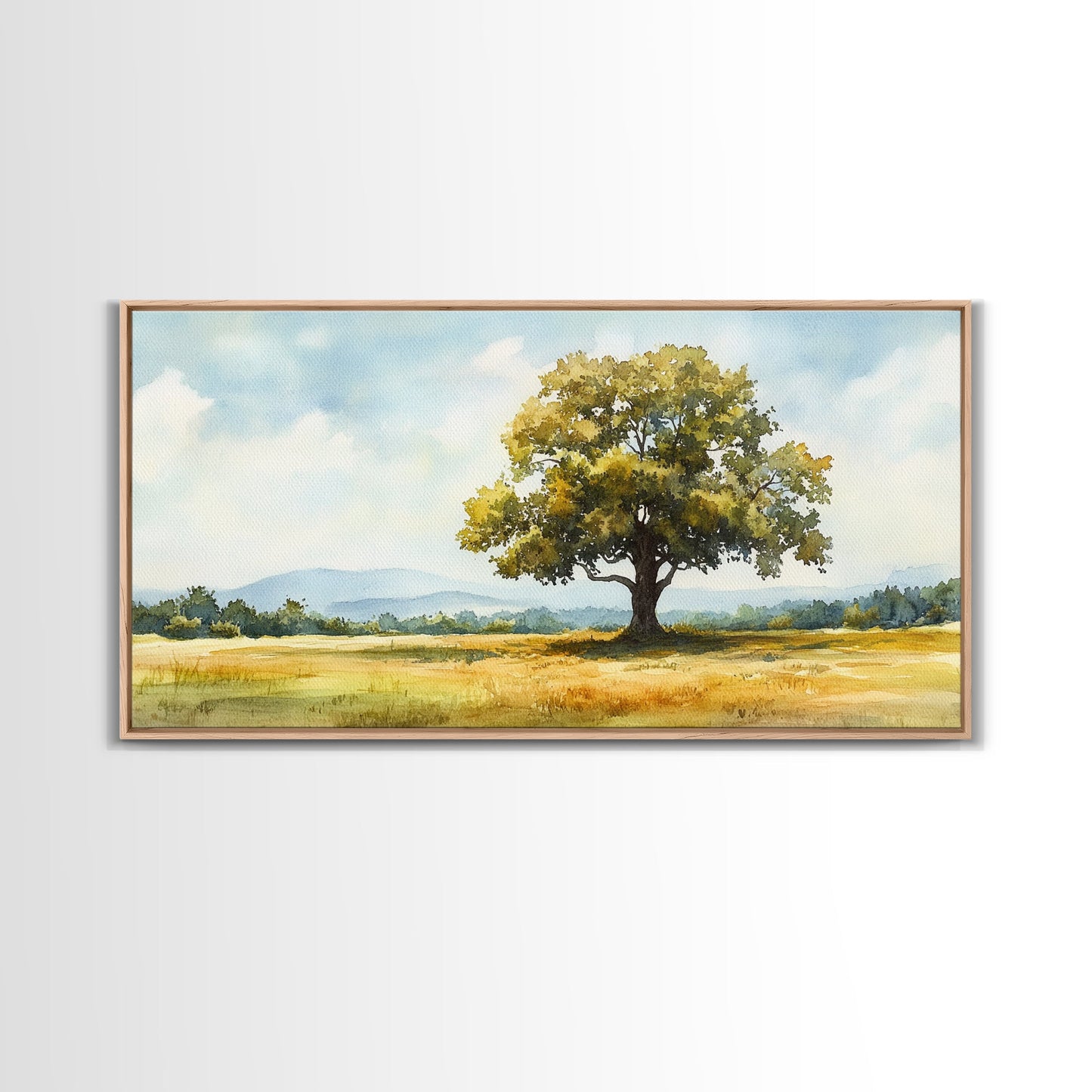 Oak Tree Art Landscape Painting Framed Canvas Print Rustic Decor Living Room Art Original Artwork Above Couch Wall Art Nature Scene