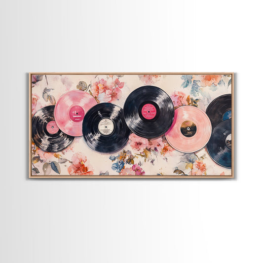 Vinyl Record Nostalgia Canvas Print Featuring Music Wall Art Retro Wall Art Pink Wall Art Moody Art Rustic Art Guest Room Living Decor