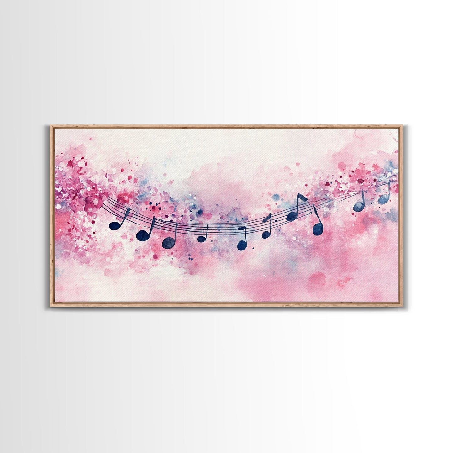 Music Notes Canvas Print Pink Abstract Art Musical Gift Idea Therapy Room Decor Boho Minimalist Wall Art Living Room Accent