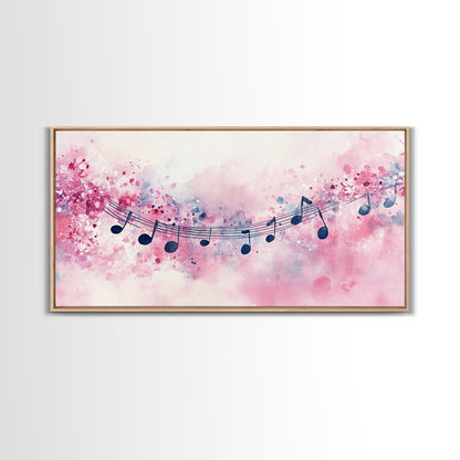 Music Notes Canvas Print Pink Abstract Art Musical Gift Idea Therapy Room Decor Boho Minimalist Wall Art Living Room Accent
