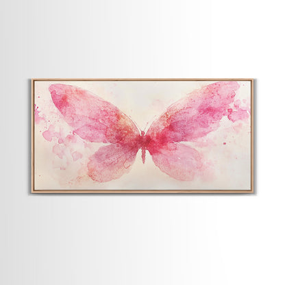 Pink Butterfly Canvas Print Whimsical Art Light Pink Wall Art Angel Art Prints Above Bed Wall Art Bedroom Decor Gift Idea