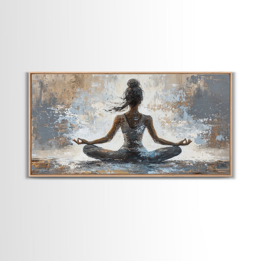 Yoga Pose Canvas Print Zen Abstract Meditation Wall Art Neutral Living Room Modern Therapy Art Gift Idea Unique Minimalist Decor