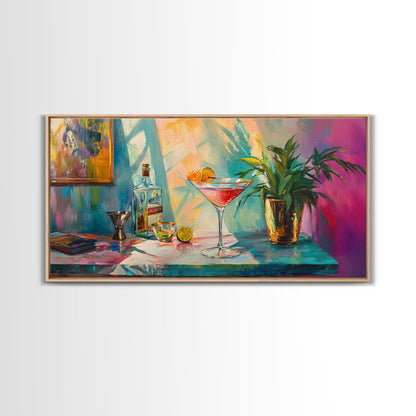 Martini Cocktail Canvas Print Colorful Bar Wall Art Vibrant Foodie Home Decor Gift Idea Kitchen Modern Party Drink Art Living Room