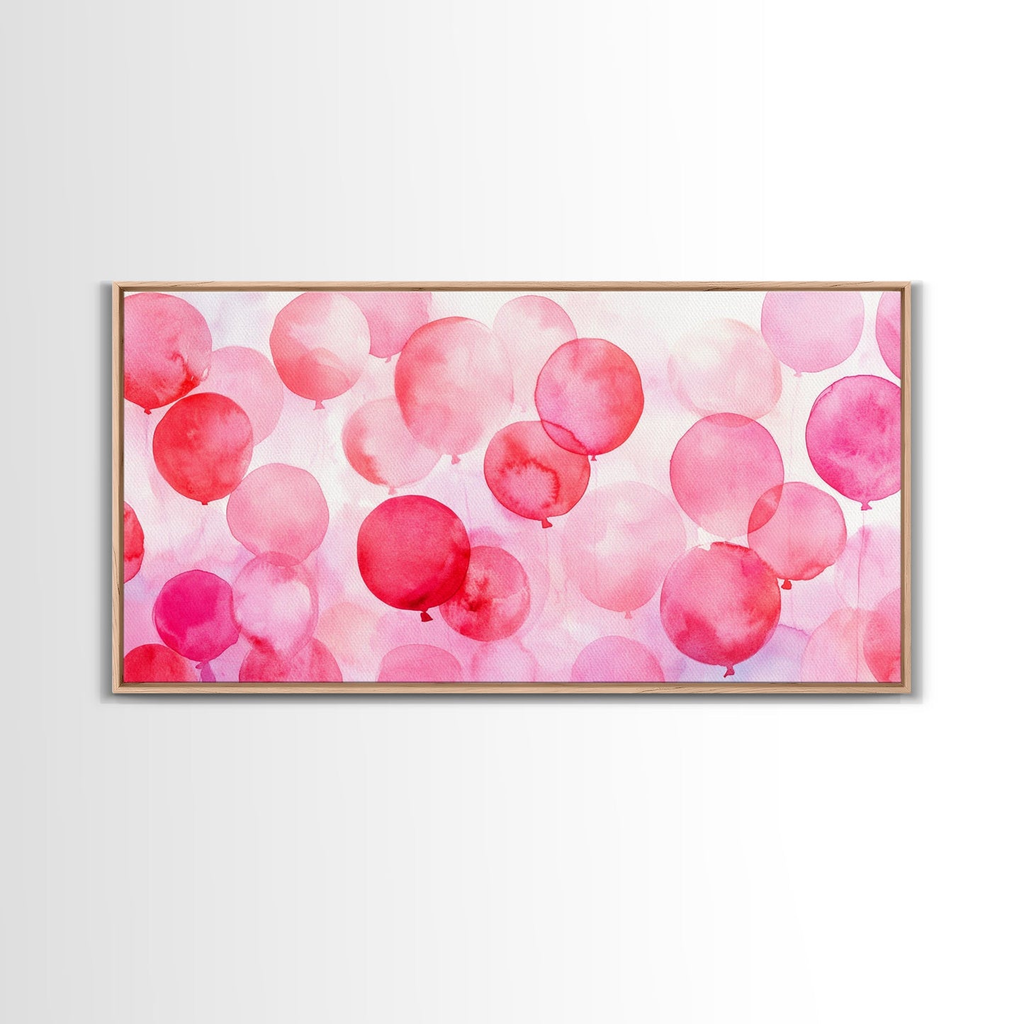 Pink Balloon Canvas Print - Light Pink Wall Art Boho Birthday Celebration Art Minimalist Decor Living Room Horizontal Art
