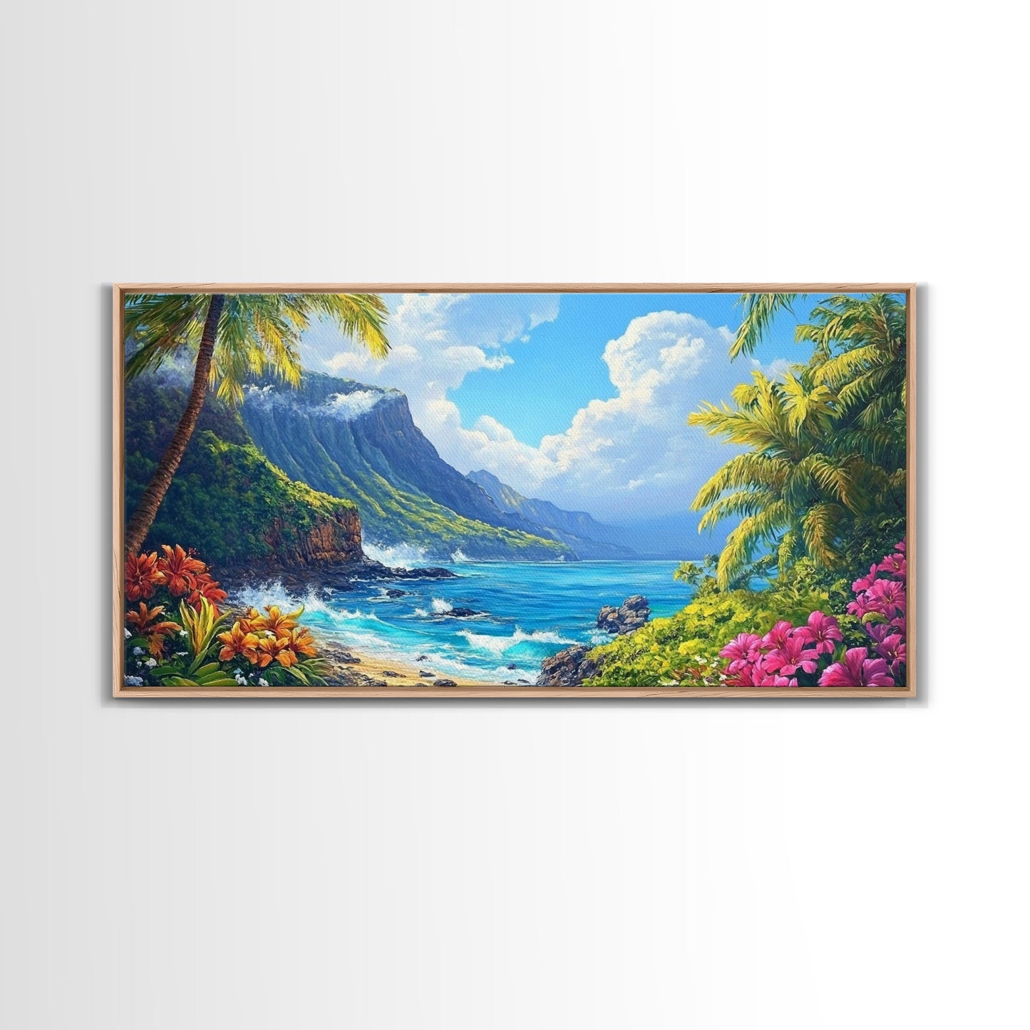 Tropical Beachscape Canvas Print Coastal Landscape Art Hawaii Decor Living Room Art Above Couch Art Nautical Wall Art Gift Idea