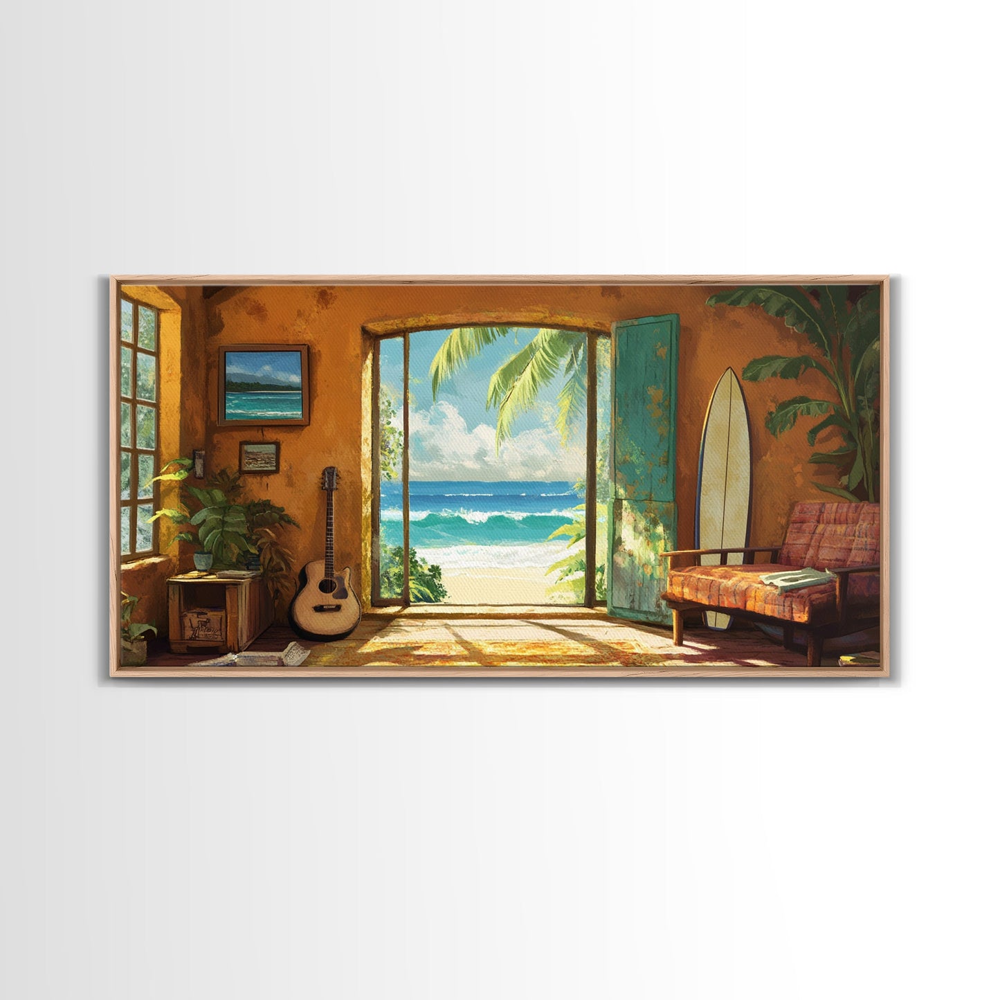 Ocean Retreat Leinwanddruck Küstendeko Rustikale maritime Wandkunst für über dem Sofa Tropische Strandzimmerkunst Bauernhauskunst Geschenkidee