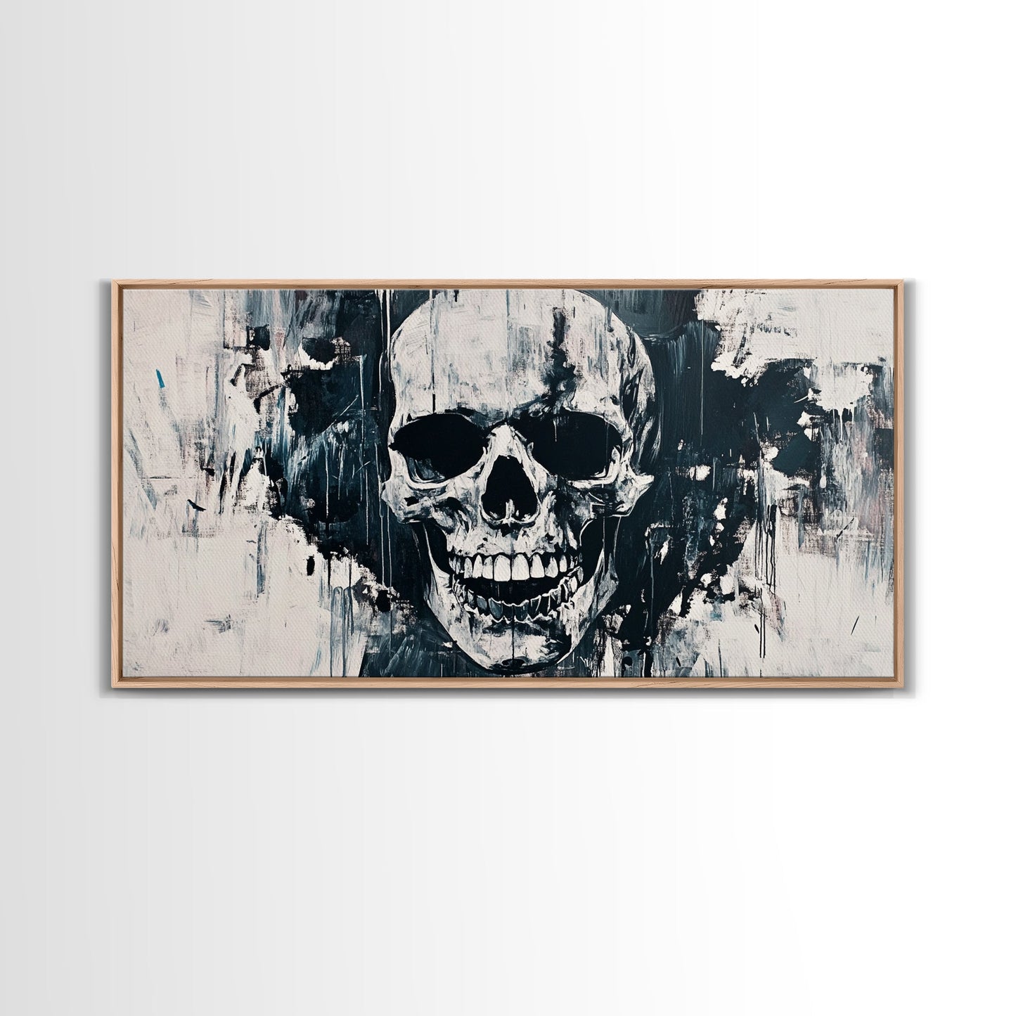 Gothic Skull Art Canvas Print, Dark Moody Abstract Wall Decor, Halloween Living Room Art, Unique Therapy Art Gift, Dark Angels Print