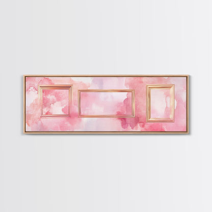 Golden Frames Canvas Print Light Pink Wall Art Minimalist Decor Modern Artistic Horizontal Artwork Boho Home Gift Idea