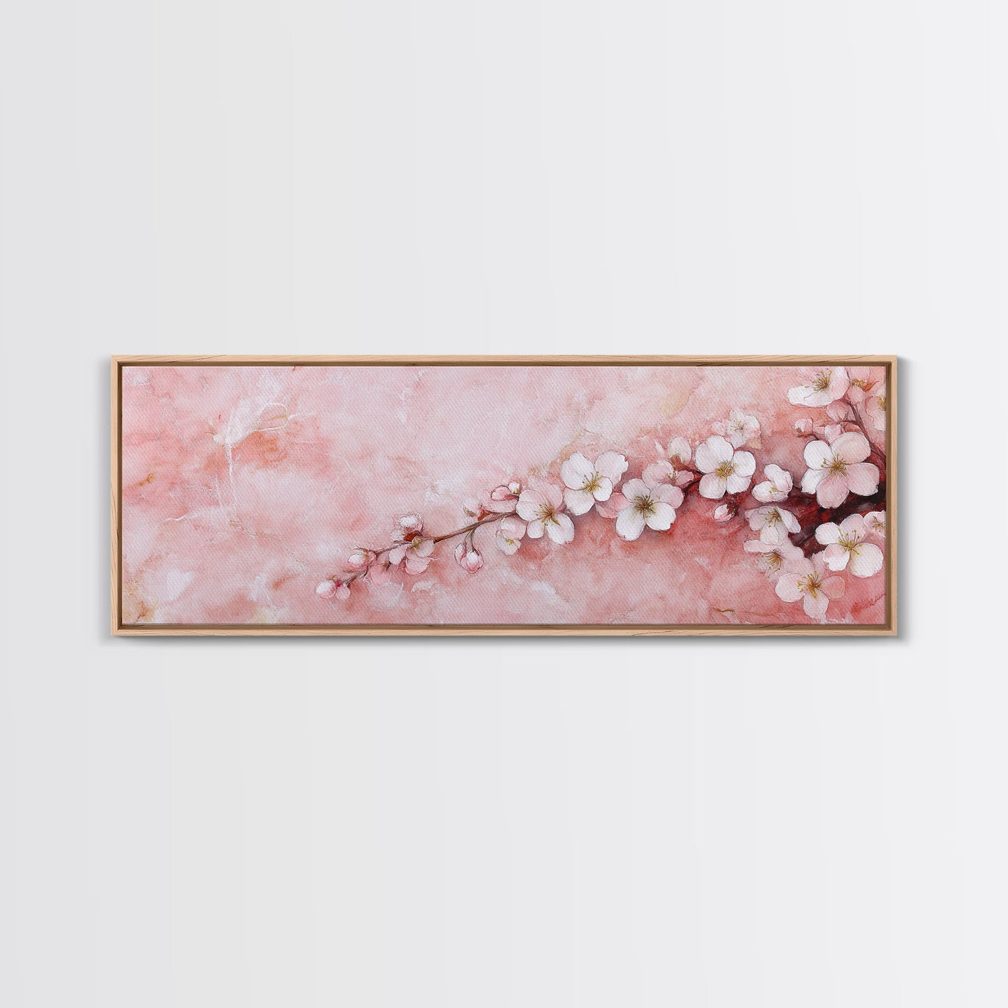 Cherry Blossom Branch Canvas Print, Light Pink Wall Art, Botanical Art, Bedroom Decor, Spring Floral Art, Rustic Wall Art