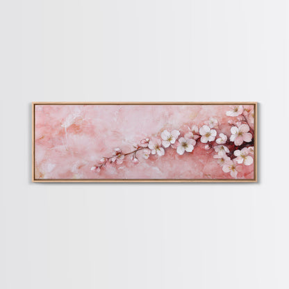 Cherry Blossom Branch Canvas Print, Light Pink Wall Art, Botanical Art, Bedroom Decor, Spring Floral Art, Rustic Wall Art
