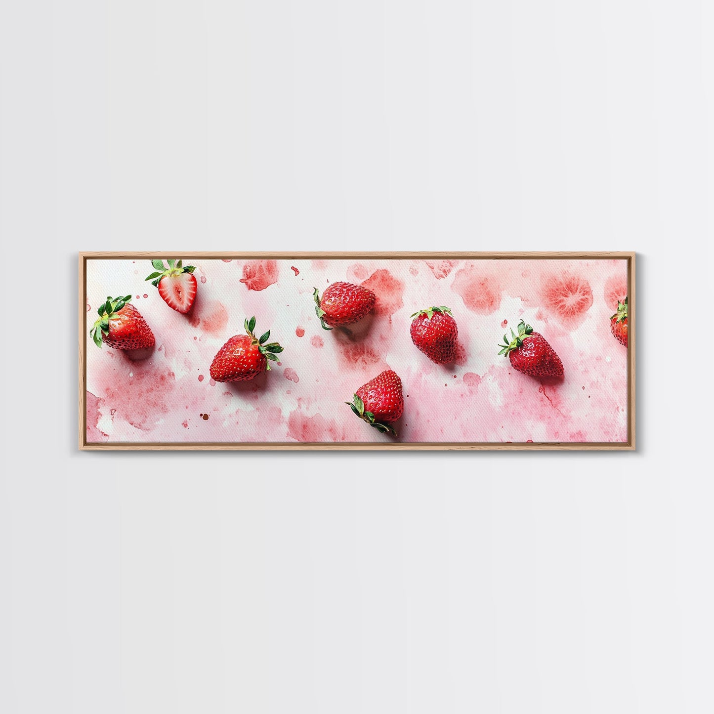 Strawberry Fruit Kitchen Art Framed Canvas Print Rustic Decor Horizontal Wall Art Living Room Art Whimsical Botanical Prints