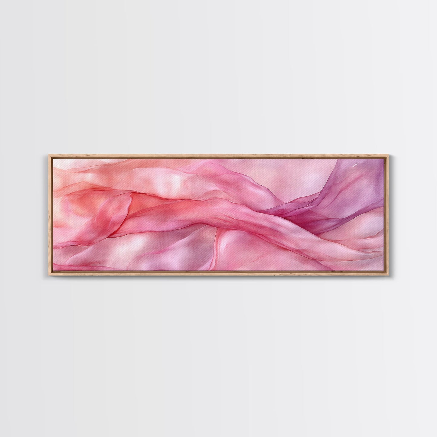 Light Pink Abstract Canvas Print Living Room Wall Art Horizontal Pink Wall Art Feminine Wabi Sabi Art Minimalist Extra Wide Art