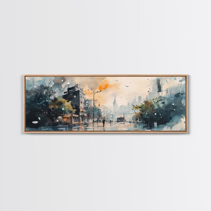 Moody Urban Streetscape Canvas Print, Lofi Art, Southwest Wall Art, Modern Cityscape Art, Above Couch Artwork, Urban Living Room Decor