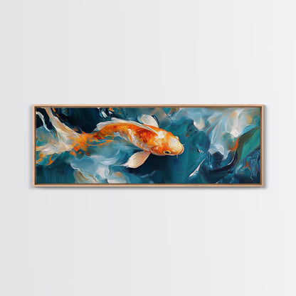 Vibrant Koi Fish Canvas Print, Whimsical Art, Coastal Wall Art, Bedroom Art, Gift Idea, Teal Wall Art, Above Sofa Decor, Nautical Painting