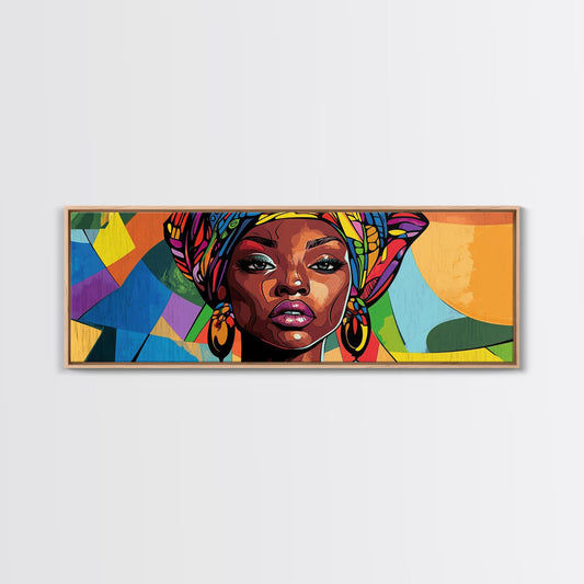 Afrocentric Portrait Canvas Print African Art Goddess Wall Art Bold Colors Vibrant Bedroom Decor Original Art Gift Idea Unique