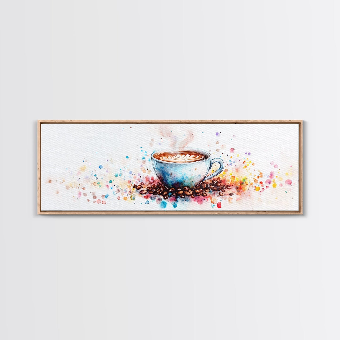 Coffee Cup Watercolor Canvas Print, Food Review Kitchen Art, Whimsical Living Room Wall Art Gift Idea Espresso Decor Design