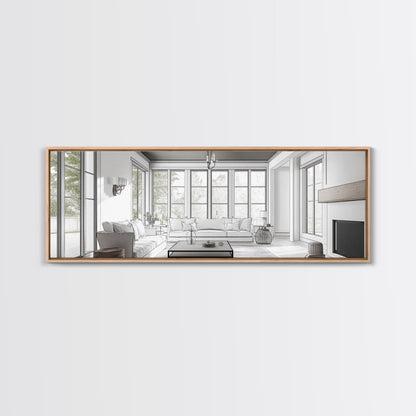 Extra Wide Canvas Print Living Room Art Modern Wabi Sabi Art Panoramic Neutral Design Rustic Farmhouse Minimalist Wall Decor