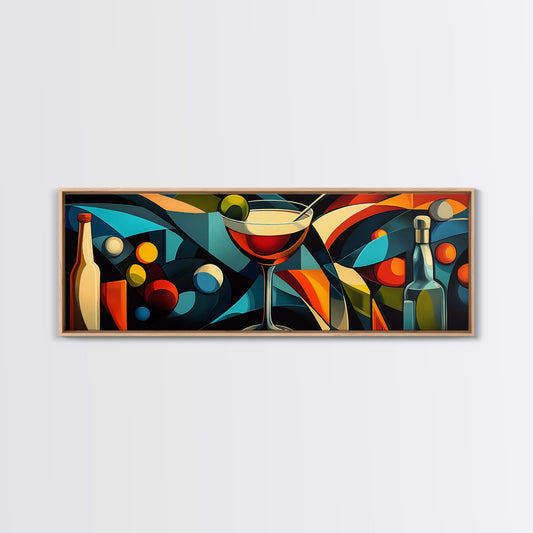 Abstract Martini Framed Canvas Print Espresso Martini Wall Art Modern Cocktail Art Kitchen Bar Decor Bold Geometric Wall Artwork