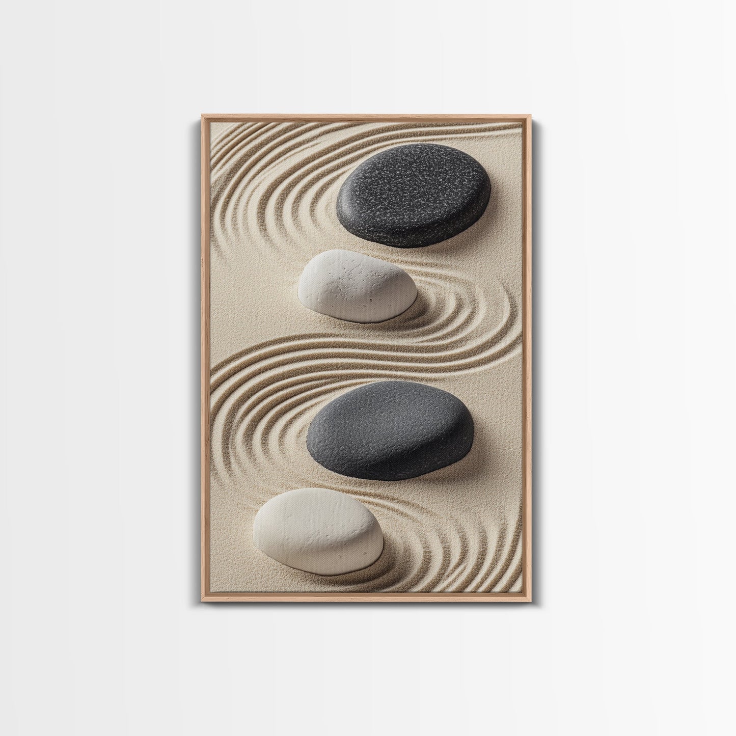 Black White Zen Stones Canvas Print Minimalist Zen Wall Art Wabi Sabi Artwork Rustic Zen Decor Living Room Art Bedroom Artwork