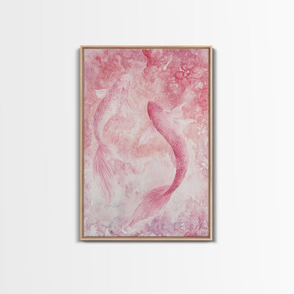 Canvas Print Koi Fish Painting Pink Abstract Art Zen Wall Art Minimalist Artwork Living Room Decor Gift Idea Bedroom Wall Art