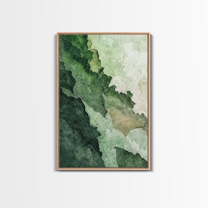 Textured Green Framed Canvas Print, Sage Green Wall Art, Modern Rustic Decor, Minimalist Bedroom Art, Vertical Skinny Wall Art