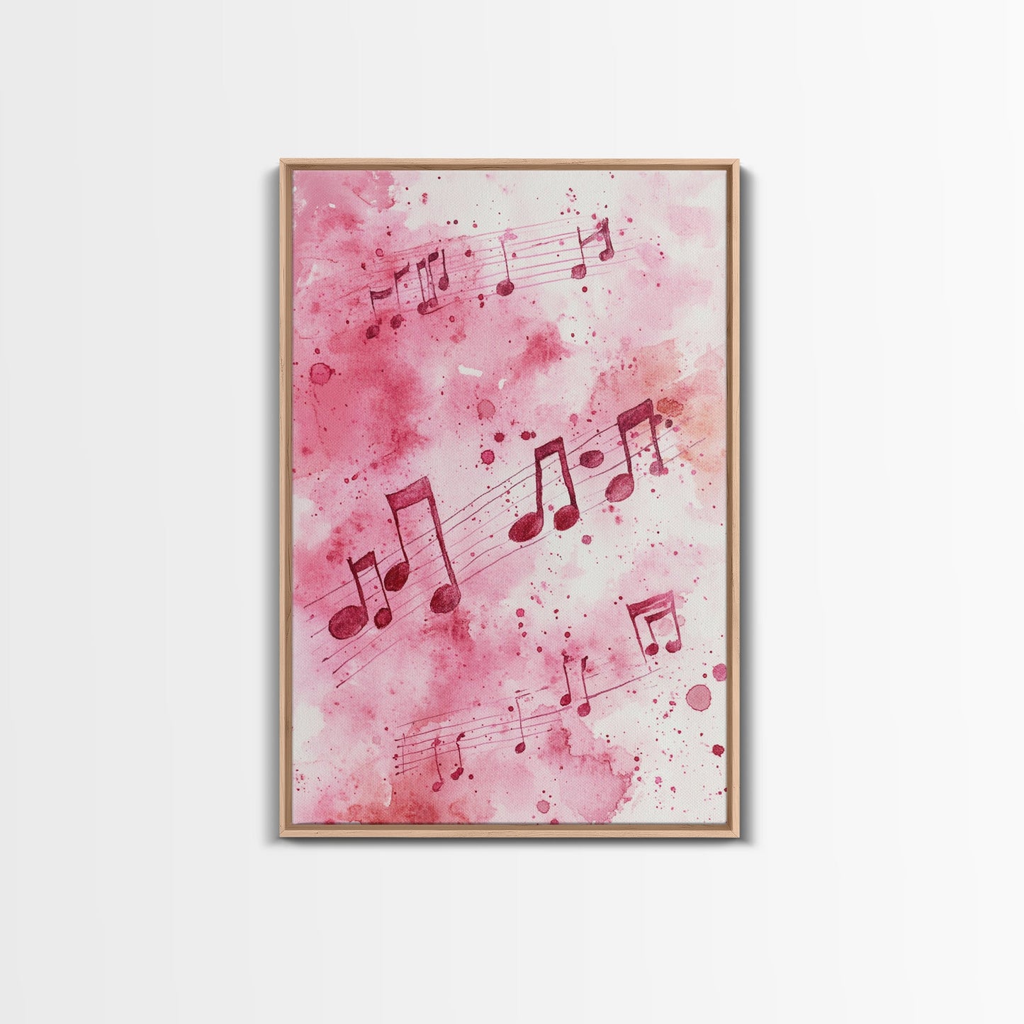 Musical Notes Canvas Print, Pink Abstract Watercolor Art, Music Lovers Gift, Therapy Wall Art, Light Pink Bedroom Living Room Decor