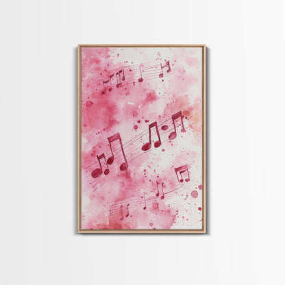 Musical Notes Canvas Print, Pink Abstract Watercolor Art, Music Lovers Gift, Therapy Wall Art, Light Pink Bedroom Living Room Decor