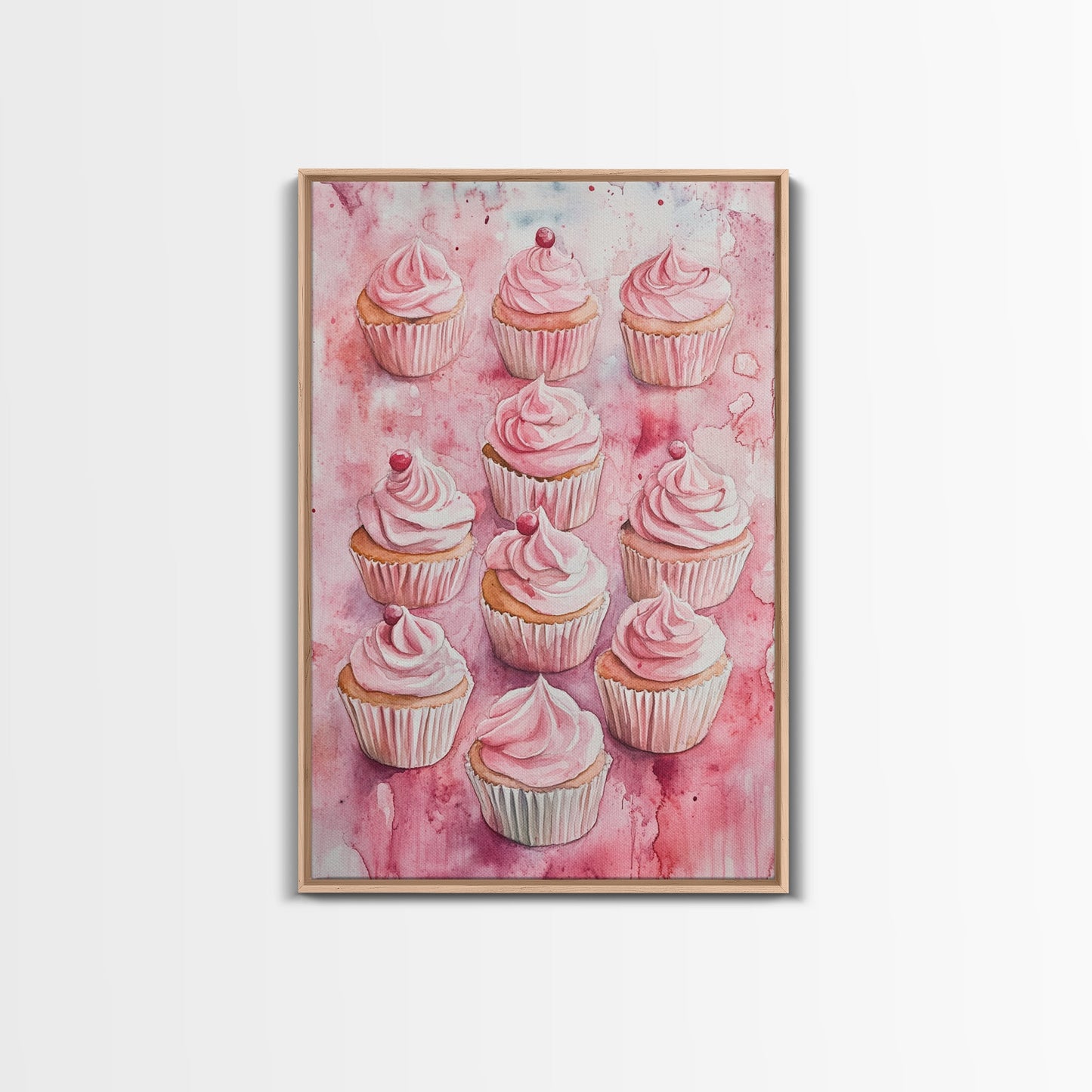 Pink Cupcakes Canvas Print Food Review Kitchen Art Dessert Wall Art Rustic Farmhouse Decor Gift Idea Pastel Whimsical Artwork
