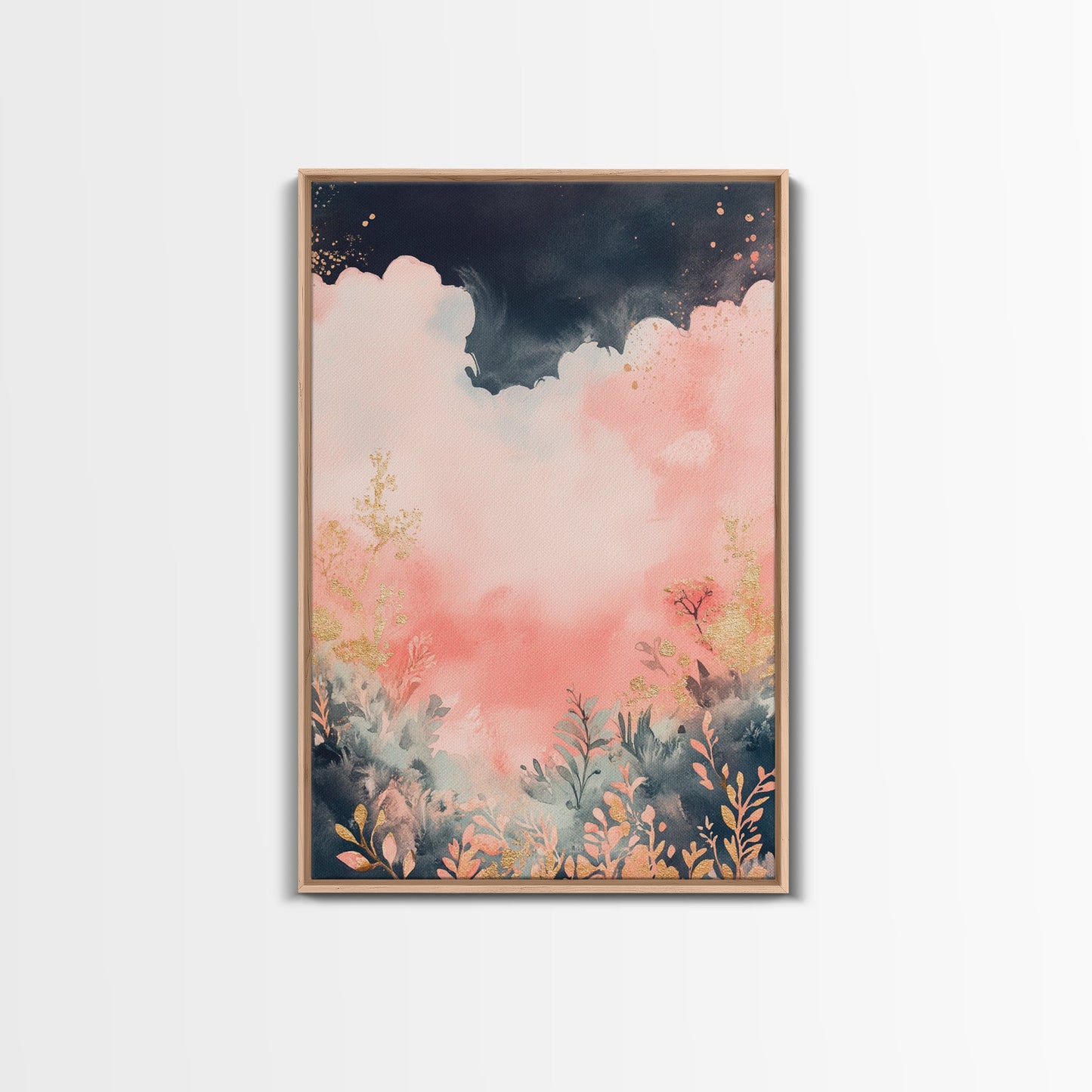 Moody dark romance painting with gold accents framed canvas print autumn-inspired wall decor rustic wabi sabi art farmhouse gift