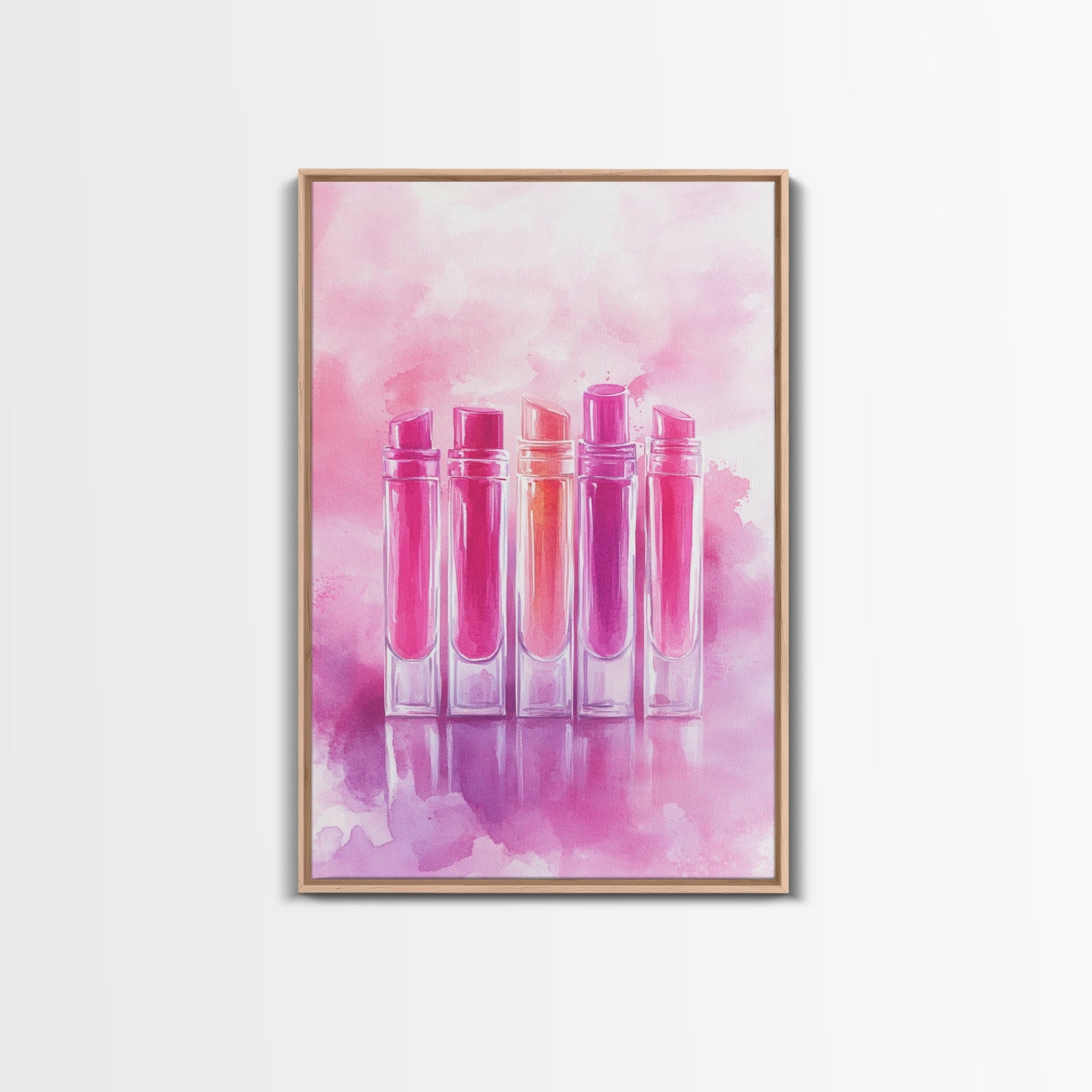 Vibrant lipstick art bold feminine wall decor framed canvas print perfect bedroom or guest room boho aesthetic rustic glam style gift