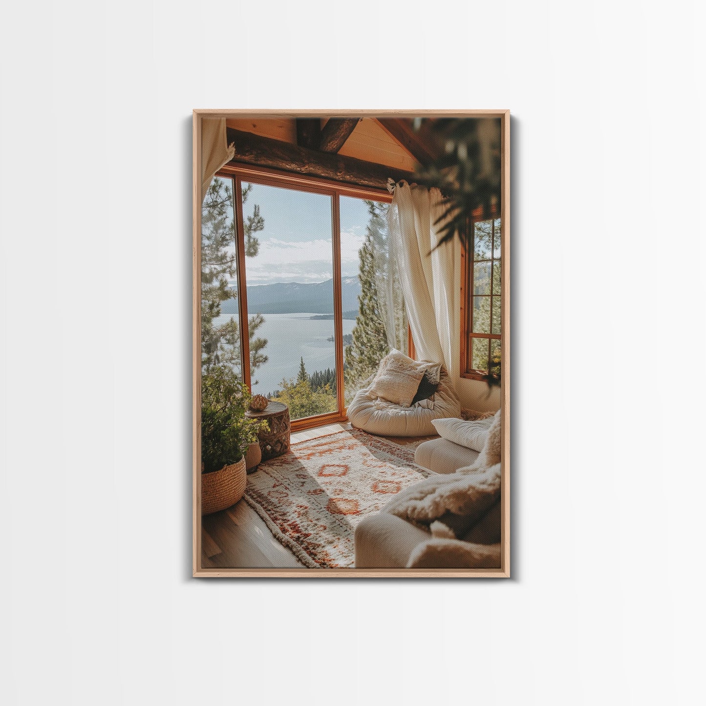 Cozy Lake View Canvas Print Coastal Wall Art Bedroom Decor Lake Tahoe Art Nautical Wall Art Rustic Decor Above Bed Wall Art