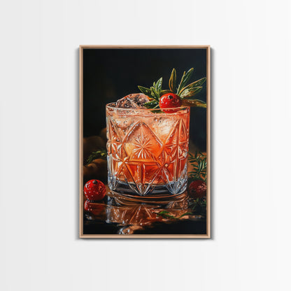 Cranberry Cocktail Canvas Print | Food Review Kitchen Art | Espresso Martini Wall Art | Rustic Kitchen Bar Decor Gift Idea Artwork