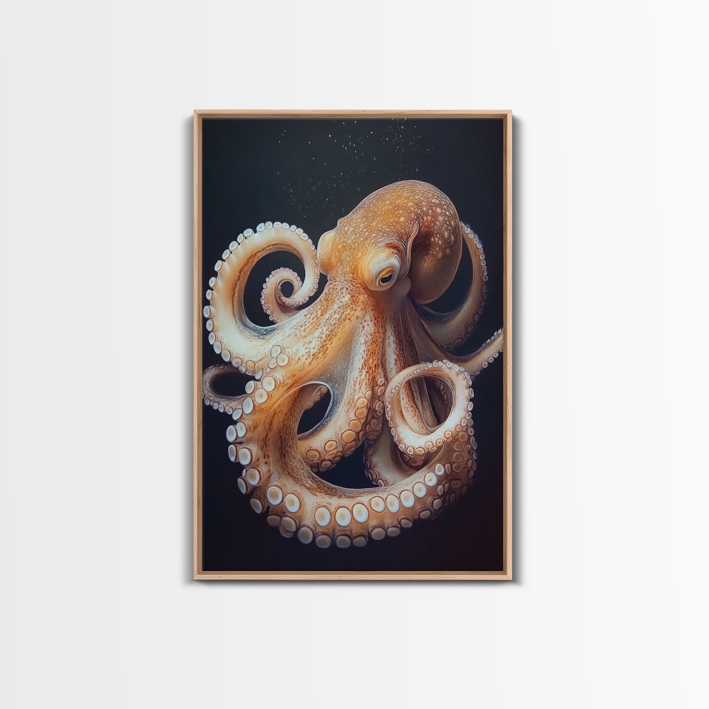Underwater Octopus Canvas Print | Ocean Nature Painting Art | Coastal Nautical Decor | Rustic Seascape Living Room Wall Artwork