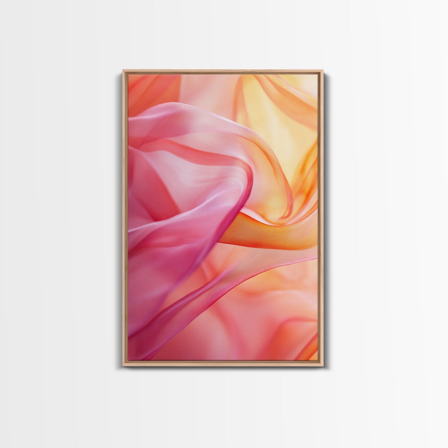 Sheer Pink and Orange Canvas Print with Light Pink Wall Art Aesthetic and Minimalist Zen Decor for Bedroom or Guest Room
