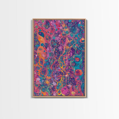 Psychedelic Swirls Abstract Framed Canvas Print Colorful Moody Art Sacred Geometry Wall Art Living Room Boho Decor