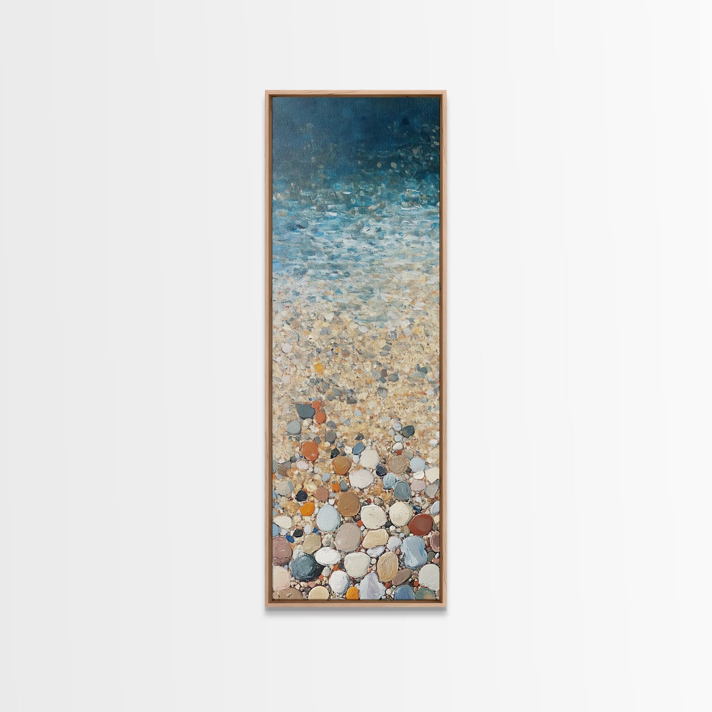 Beach Shoreline, coastal painting, mosaic wall art, ocean decor, nautical wall art, farmhouse art, Framed Canvas Print, rustic decor