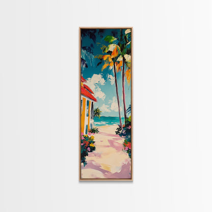 Beach Path, palm tree painting, coastal painting, nautical decor, tropical beach house art, above bed wall art, Canvas Print