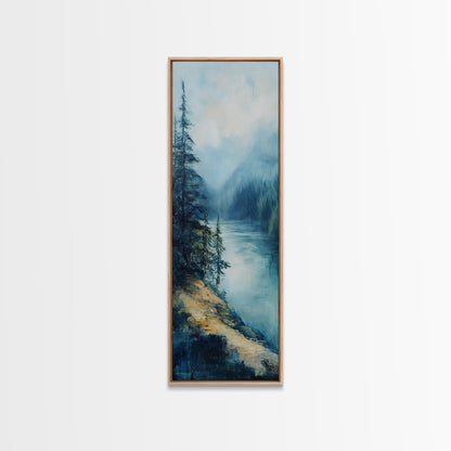 Misty Forest, lake Tahoe art, mountain painting, smoky mountain art, rustic decor, framed canvas print, landscape painting