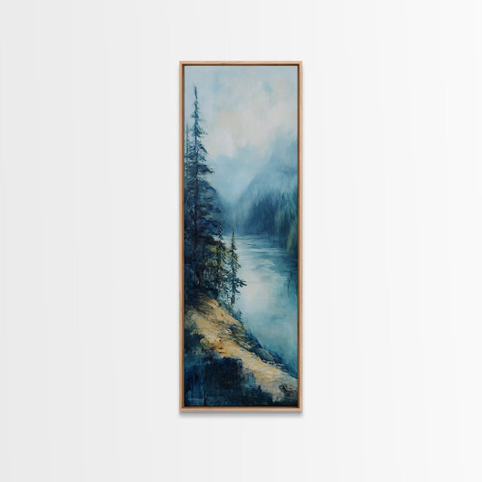 Misty Forest, lake Tahoe art, mountain painting, smoky mountain art, rustic decor, framed canvas print, landscape painting