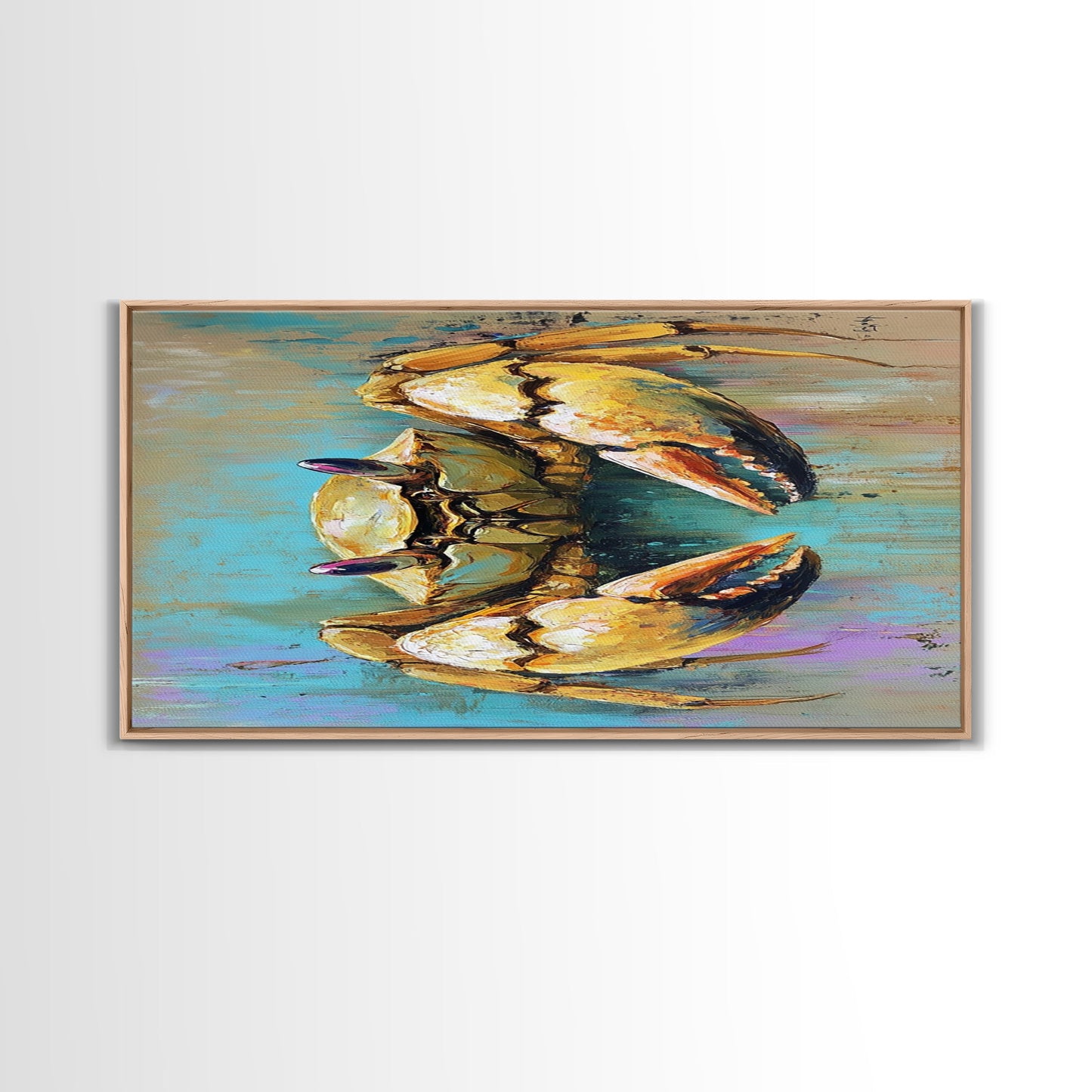 Krabbenbild, Küstendeko, Maritime Wandkunst, Rustikale Kunst, Gerahmter Leinwanddruck, Meereskunst, Strandhauskunst, Kunst mit Meeresmotiven