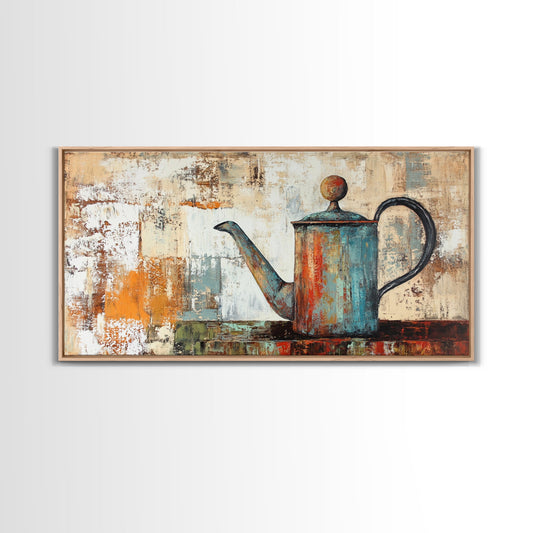 Antique coffee pot, rustic kitchen art, framed canvas print, coffee wall art, farmhouse decor, rustic wall art, vintage print