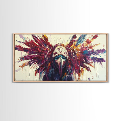 Tribal Warrior, Framed Canvas Print, dark angels wall art, moody art, abstract portrait, afrocentric wall art, gothic painting