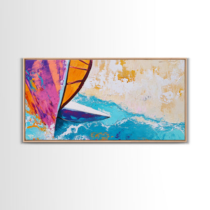 Sailboat Painting, Coastal Art, Nautical Decor, Canvas Print, Surf Wall Art, Ocean Art, Coastal Cowgirl Wall Art, Seascape Painting