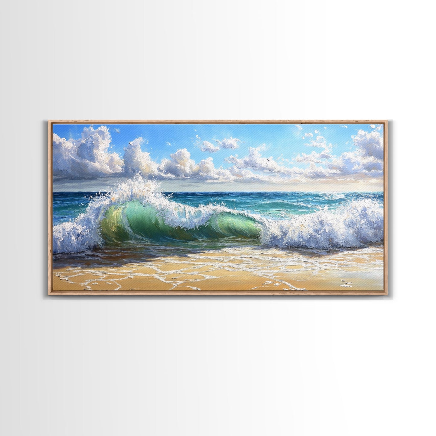 Beach Wave Painting, Coastal Landscape Art, Ocean Wall Art, Surf Wall Art, Nautical Decor, Seascape Art, Horizontal Wall Art, Canvas Print