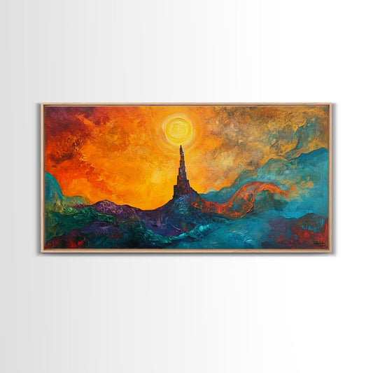 Ozymandias Art, Fantasy Landscape Art, Surreal Painting, Dark Romance Painting, Sunset Wall Art, Horizontal Art, Framed Canvas Print