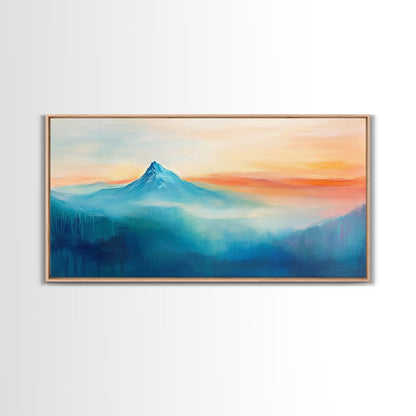 Mountain Landscape Art, Smoky Mountain Art, Blue and Green Wall Art, Nature Wall Art, Rustic Decor, Minimalist Art, Framed Canvas Print