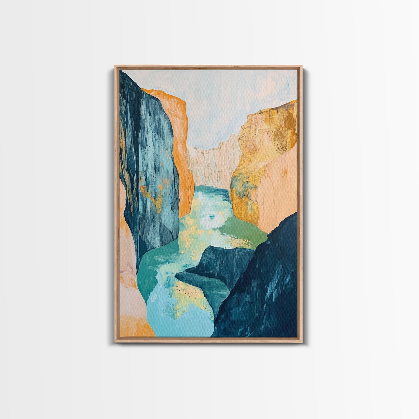 Canyon River, Southwest Wall Art, Mountain Painting, Rustic Art, Landscape Painting, Extra Wide Art, Boho Art, Framed Canvas Print